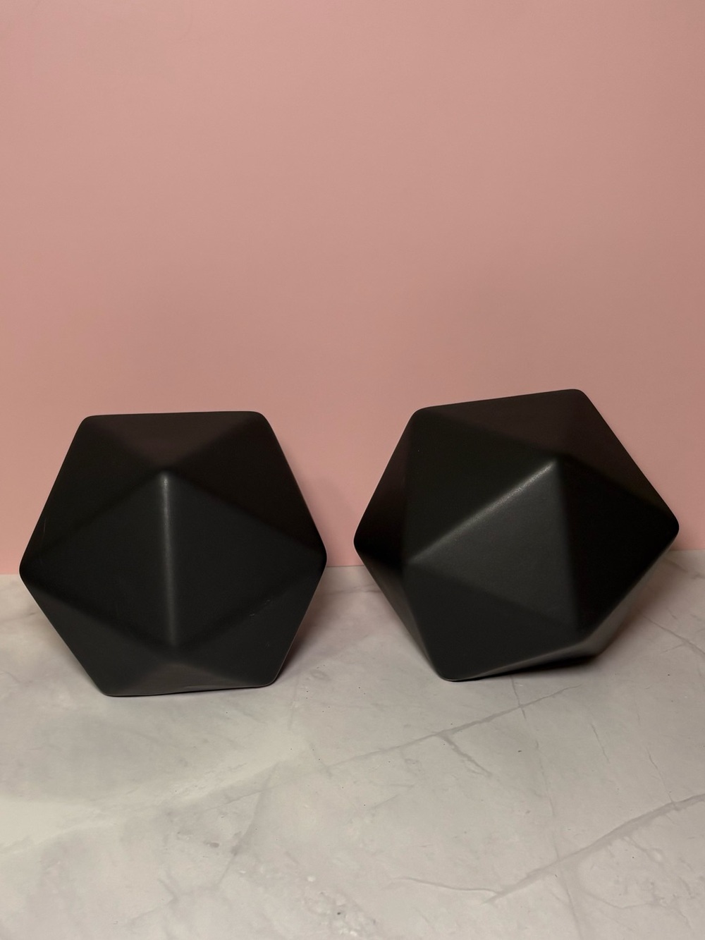 Matte Black Geometric Decorative Sculptures – Set of 2